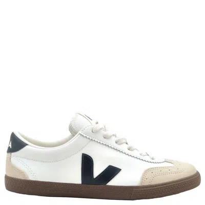 Veja Campo White And Light Blue Leather Sneakers In Multi