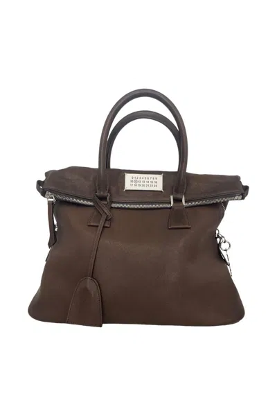 Maison Margiela 5ac Loved To Death Calf Leather Medium Top Handle Bag In Brown
