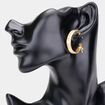 Fashnzfab Rectangle Stone Cluster Hoop Earrings - Ab, Gold In Gold