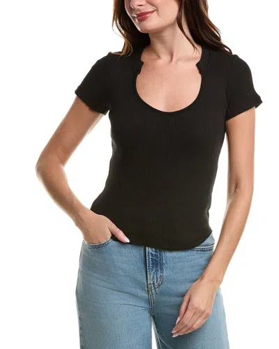 Project Social T Gina Scoop Notch Neck Rib T-shirt In Black