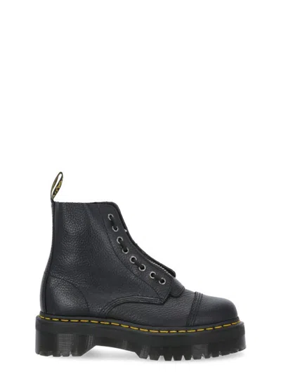 Dr. Martens Sinclair Platform Boots In Tumbled Nappa In Black
