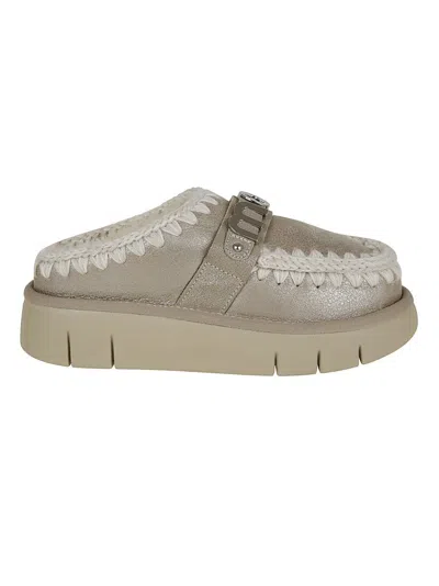 Mou Bounce Clog In Laminated Sheepskin Stone Color In Gray