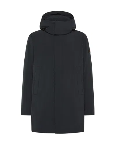 Peuterey Graphite Blue Technical Coat With Eco-friendly Fabric In Black