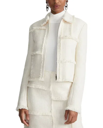 Lafayette 148 New York Fringed Patchwork Cropped Jacket In Neutral