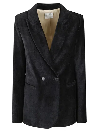 Forte Forte Tailored Jacket With Double-button Front And Textured Fabric In Black