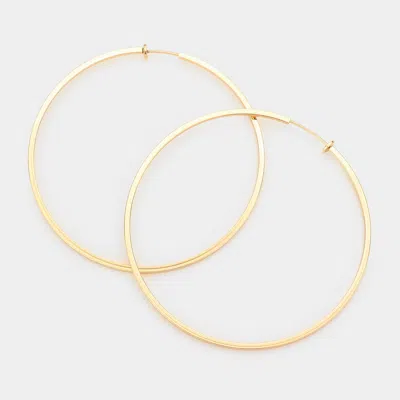 Fashnzfab Metal Hoop Clip On Earrings 3.25" In Gold