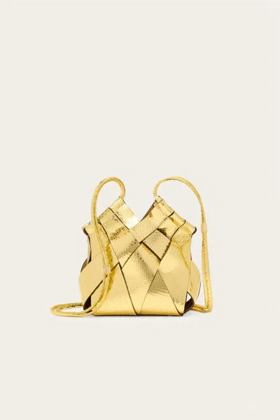 Ulla Johnson Charlotte Metallic Snake-print Crossbody Bag In Gold