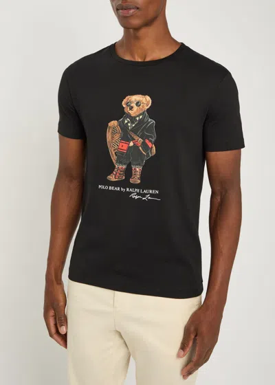 Polo Ralph Lauren Mens Fa25 Black Holiday Bear Bear-print Short-sleeve Cotton T-shirt In Black