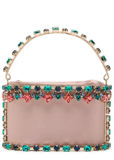 Rosantica Mini Holli Buganville Crystal-embellished Satin Top Handle Bag In Pink