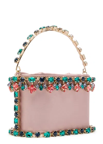 Rosantica Mini Holli Buganville Crystal-embellished Satin Top Handle Bag In Pink