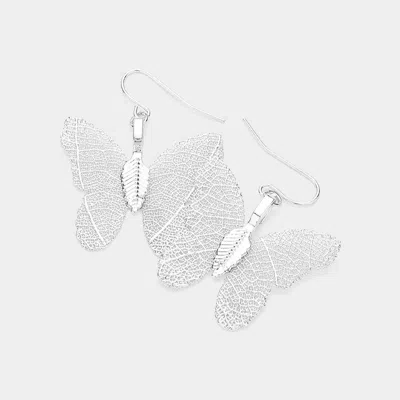 Fashnzfab White Gold Dipped Sterling Silver Post Butterfly Earrings - Rhodium In Silver