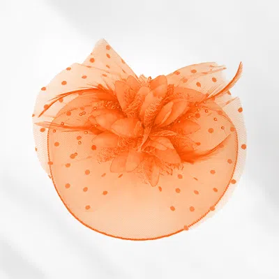 Fashnzfab Feather Mesh Flower Fascinator / Headband In Neutral