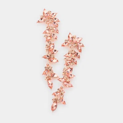 Fashnzfab Marquise Stone Cluster Drop Dangle Evening Earrings - Peach, Rose Gold In Red