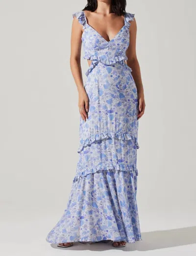 Astr Cassis Maxi Dress In Blue Floral In Blue