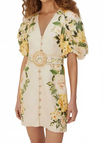 Farm Rio Sand Garden Cascade Euroflax Premium Linen Mini Dress