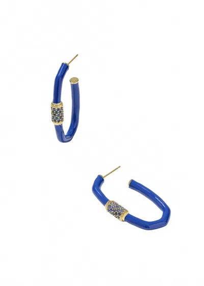 Kendra Scott Women's Emery Large Enamel Hoop Earrings In Gold/cobalt Mix In Blue