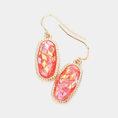 Fashnzfab Glittered Hexagon Dangle Earrings - Gold, Pink In Gold