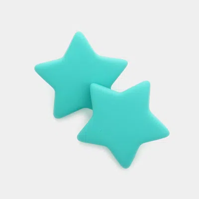 Fashnzfab Polymer Clay Star Earrings - Teal In Blue