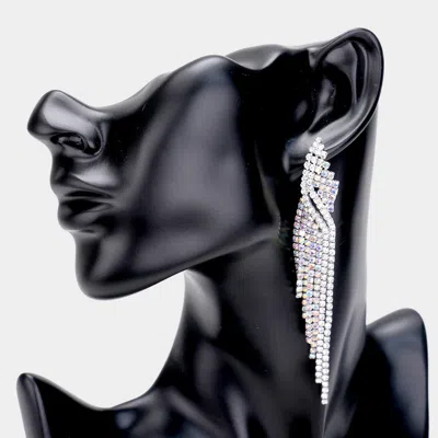 Fashnzfab Rhinestone Fringe Dangle Evening Earrings - Ab, Silver In Multi