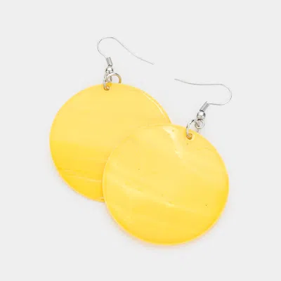 Fashnzfab Shell Circle Dangle Earrings - Silver, Yellow In Yellow