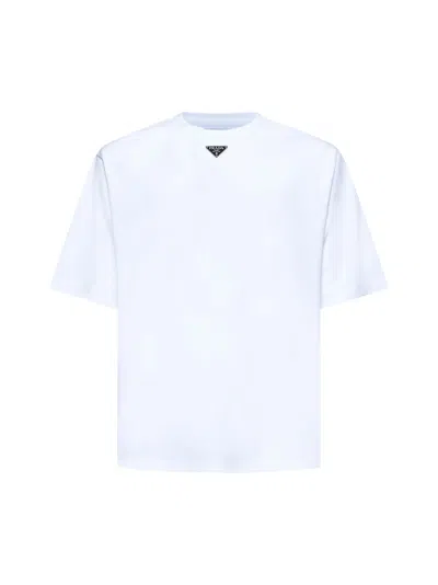 Prada Abbigliamento Oversized White Cotton Logo T-shirt In White