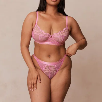 Lounge Two-tone Blossom Balcony Bra In Pink