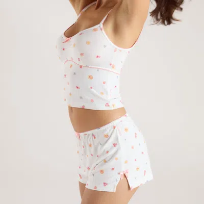 Lounge White Fruits In Animal Print