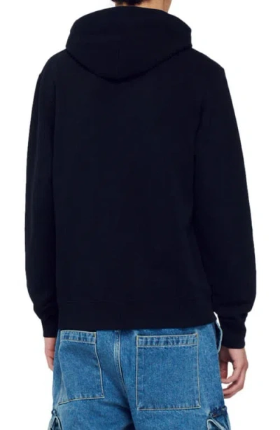 Sandro Rabbit Cotton Graphic Hoodie In Black