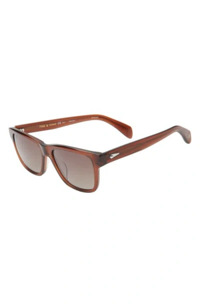 Rag & Bone 54mm Rectangular Sunglasses In Brown