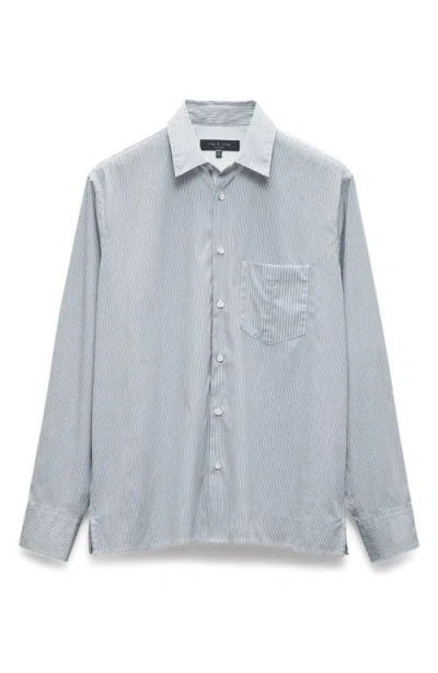 Rag & Bone Dalton Mixed Stripe Hemp & Cotton Button-up Shirt In Blue