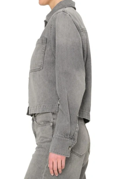 Dl1961 Montauk Crop Denim Button-up Shirt In Gray