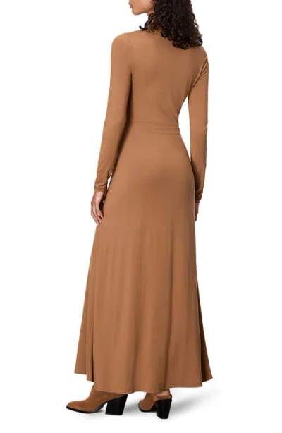 Rag & Bone Luca Asymmetric Drape Long Sleeve Maxi Dress In Brown