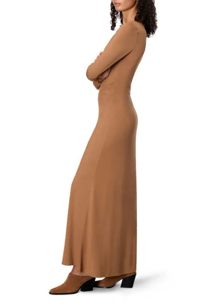 Rag & Bone Luca Asymmetric Drape Long Sleeve Maxi Dress In Brown