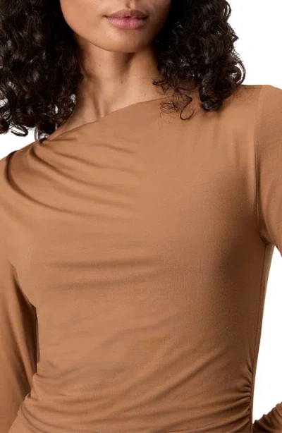 Rag & Bone Luca Asymmetric Drape Long Sleeve Maxi Dress In Brown