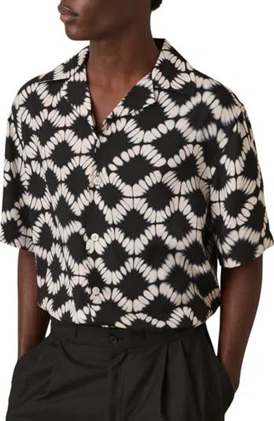 Reiss Mens Black Multi Makarb Abstract-pattern Woven Shirt In Blue