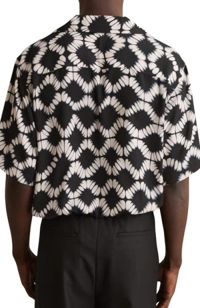 Reiss Mens Black Multi Makarb Abstract-pattern Woven Shirt In Blue