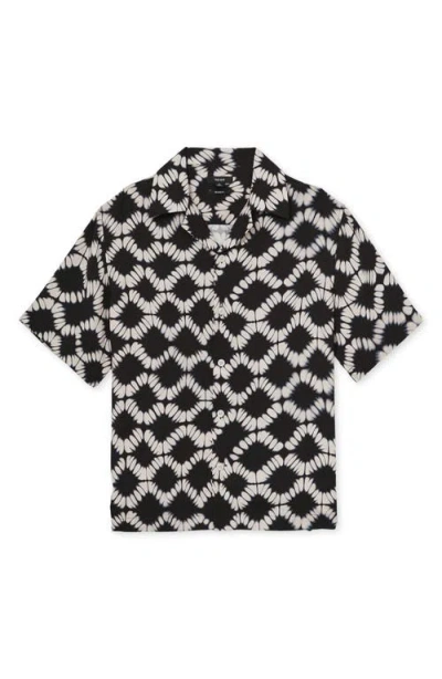 Reiss Mens Black Multi Makarb Abstract-pattern Woven Shirt In Blue