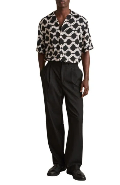 Reiss Mens Black Multi Makarb Abstract-pattern Woven Shirt In Blue