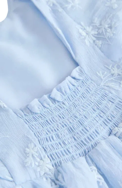 Laura Ashley Kids' Floral Embroidered Tiered Party Dress In Blue