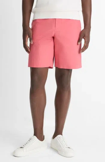 Vince Flat Front Stretch Cotton Chino Shorts In Red