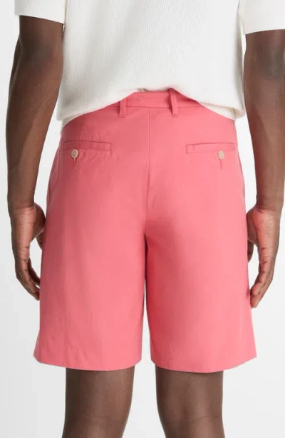 Vince Flat Front Stretch Cotton Chino Shorts In Red