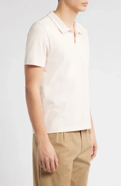 Merz B Schwanen Classic Organic Cotton Jersey Polo With Pocket In Neutral