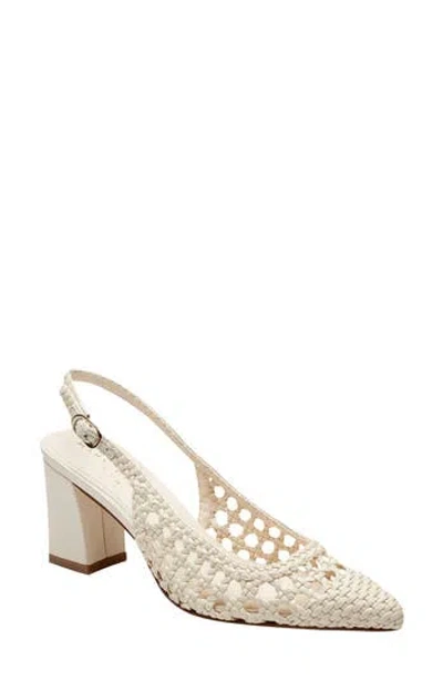 Marc Fisher Ltd Women's Zunnie Block Heel Woven Leather Slingback Pump In Neutral