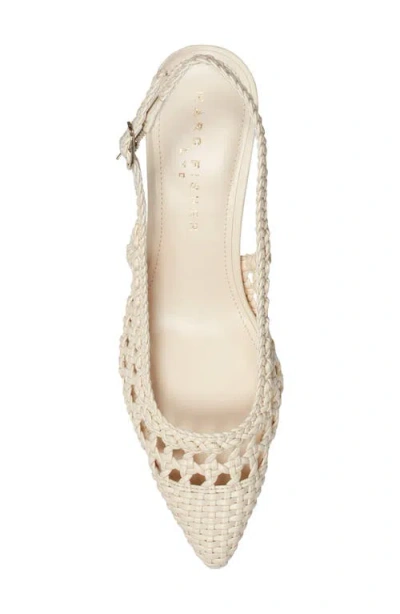 Marc Fisher Ltd Women's Zunnie Block Heel Woven Leather Slingback Pump In Neutral