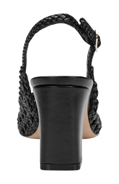 Marc Fisher Ltd Women's Zunnie Block Heel Woven Leather Slingback Pump In Black