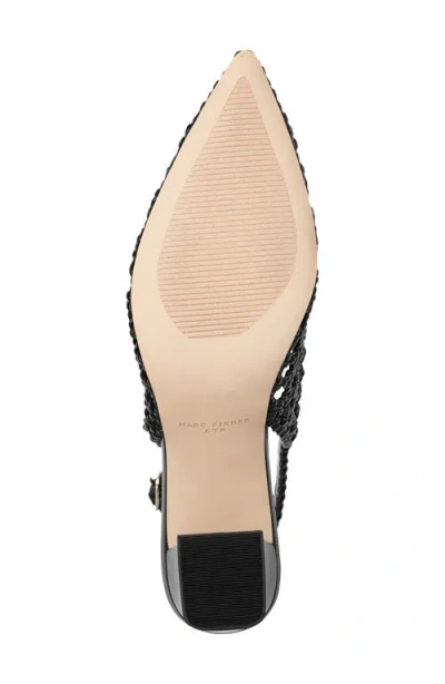 Marc Fisher Ltd Women's Zunnie Block Heel Woven Leather Slingback Pump In Black