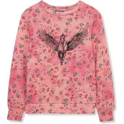 Truce Kids' Print Crewneck Sweatshirt In Pink