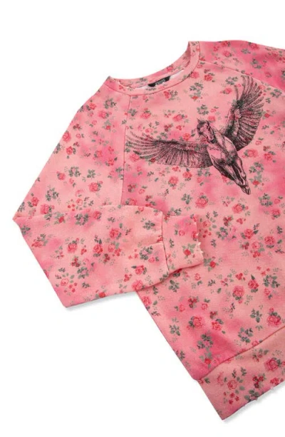 Truce Kids' Print Crewneck Sweatshirt In Pink