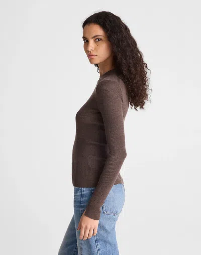 Madewell Double-layered Crewneck Sweater In Brown