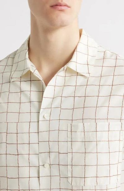 Frame Mens Vintage Check Cotton-blend Shirt Cream Multi Xl In White